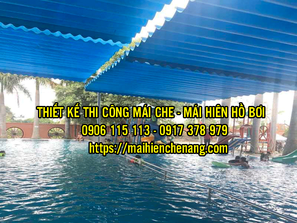 Thay bạt xếp lượn sóng hồ bơi tại TPHCM, Bạt xếp che nắng mưa hồ bơi