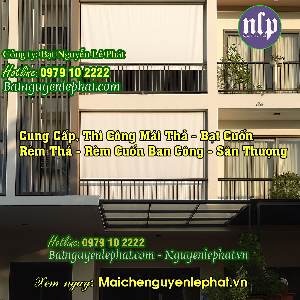 Rèm bạt cuốn che nắng mưa ban công Rèm bạt cuốn che nắng mưa ban công