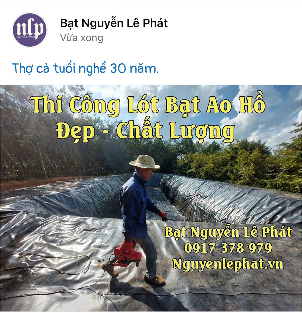 Bạt lót ao hồ chứa nước nuôi cá tại Tân Phú
