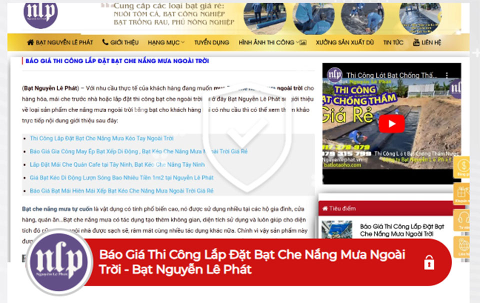 Bạt che nắng mưa ngoài trời