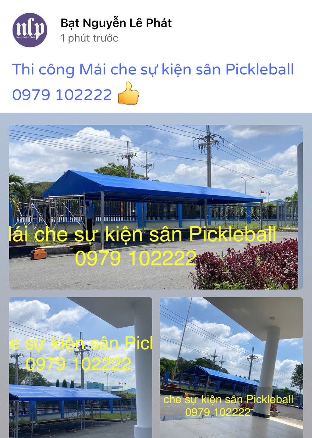 Thi Công Lắp Bạt Mái Che Sân Pickleball Bình Dương - 0979102222