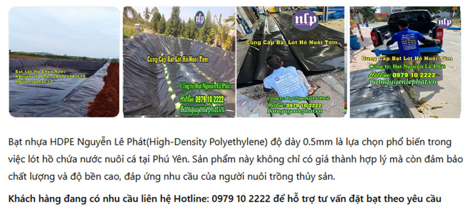 Giá Bạt Nhựa HDPE 0.5mm Lót Ao Hồ Tại Quảng Nam