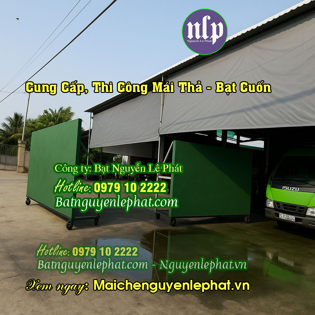 Mẫu mái bạt thả tự cuốn ngoài trời Mẫu mái bạt thả tự cuốn ngoài trời