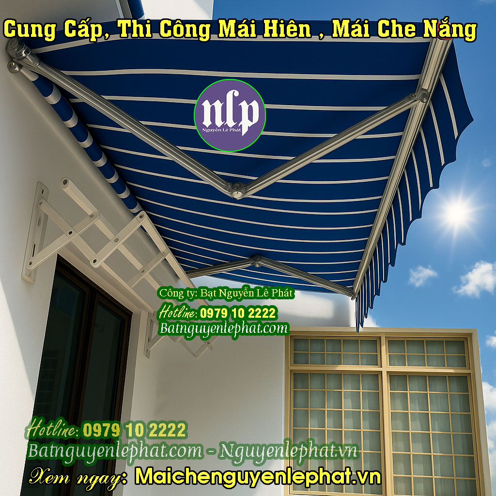 Mẫu mái hiên quay tay che nắng mưa
