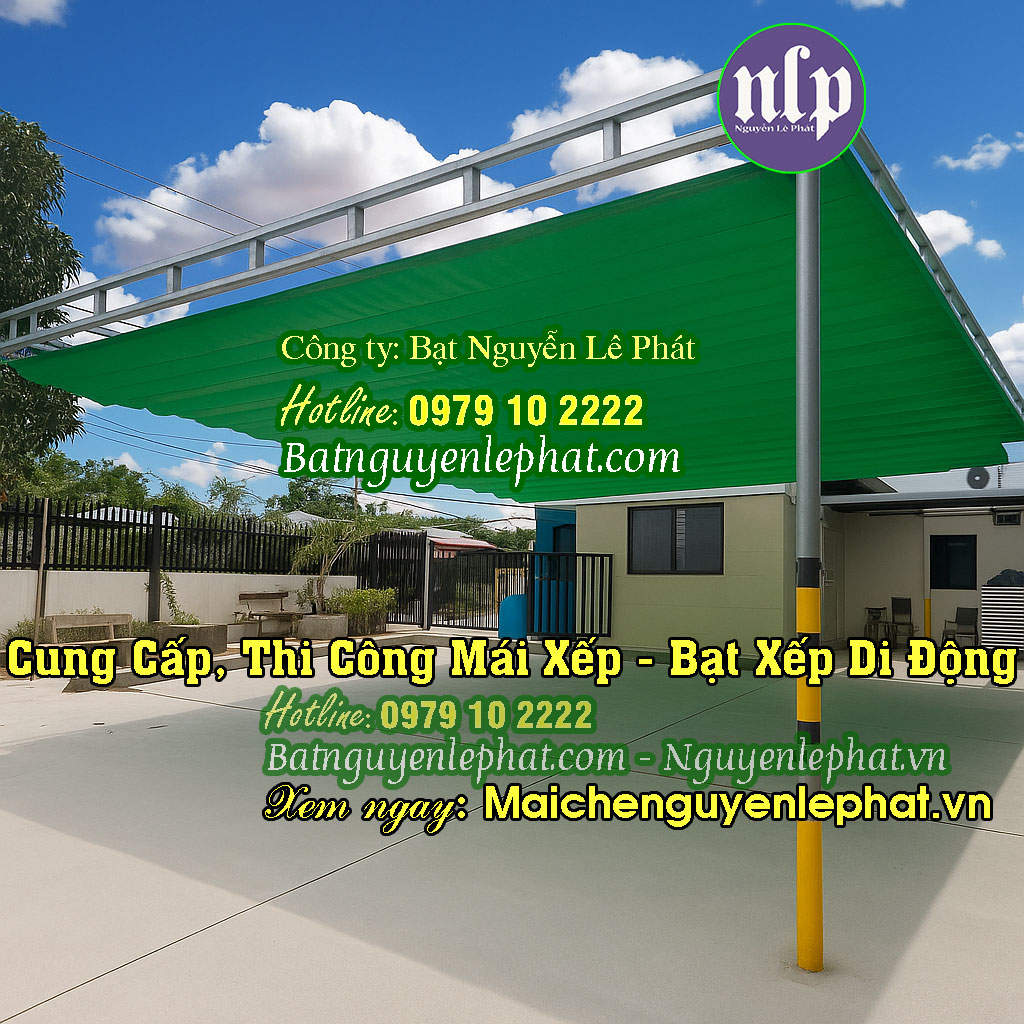 Mẫu mái xếp bạt kéo che nắng mưa