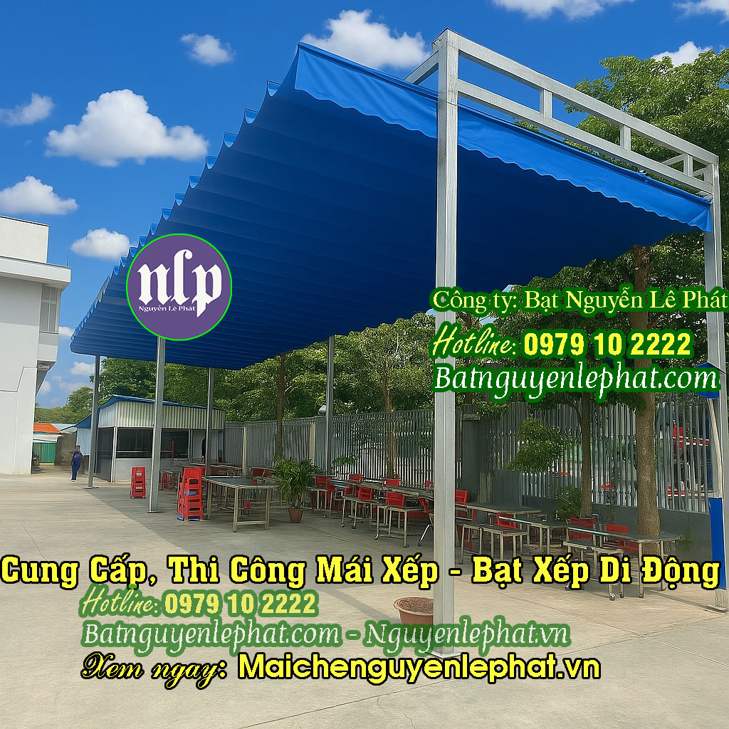 Mẫu mái xếp bạt kéo che nắng mưa