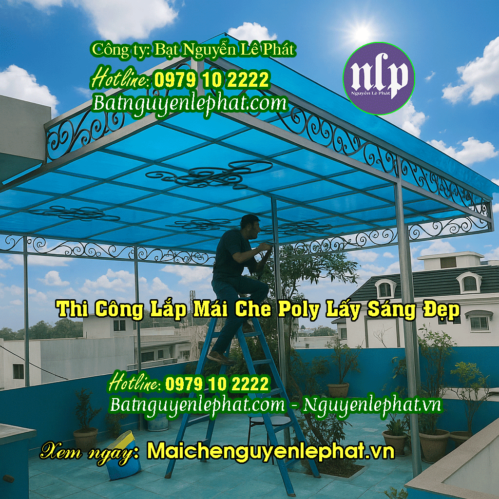 mẫu mái che nhựa poly lấy sáng đẹp Thi Công Lắp Mái Che Nhựa Poly Lấy Sáng Tại Dĩ An, Bình Dương