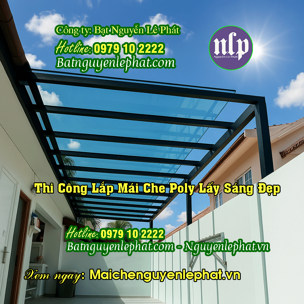 Mẫu mái che nhựa lấy sáng đẹp