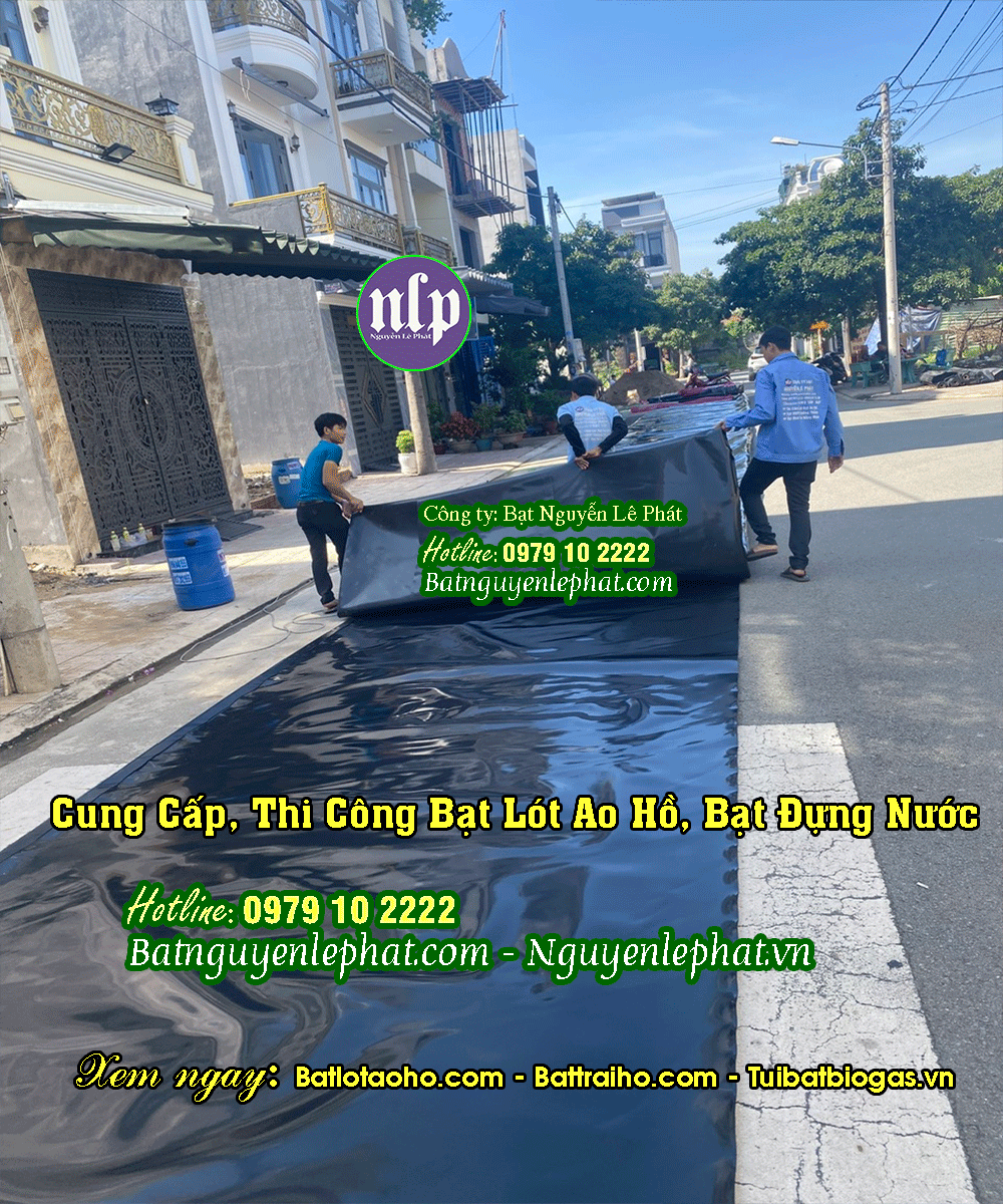 thi công bạt lót hồ tại Trảng Bom