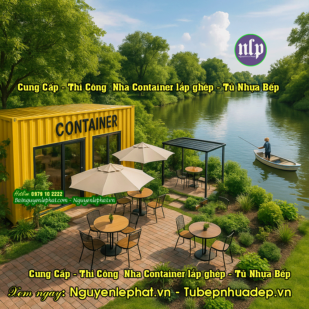 Mẫu nhà container quán cafe sân vườn