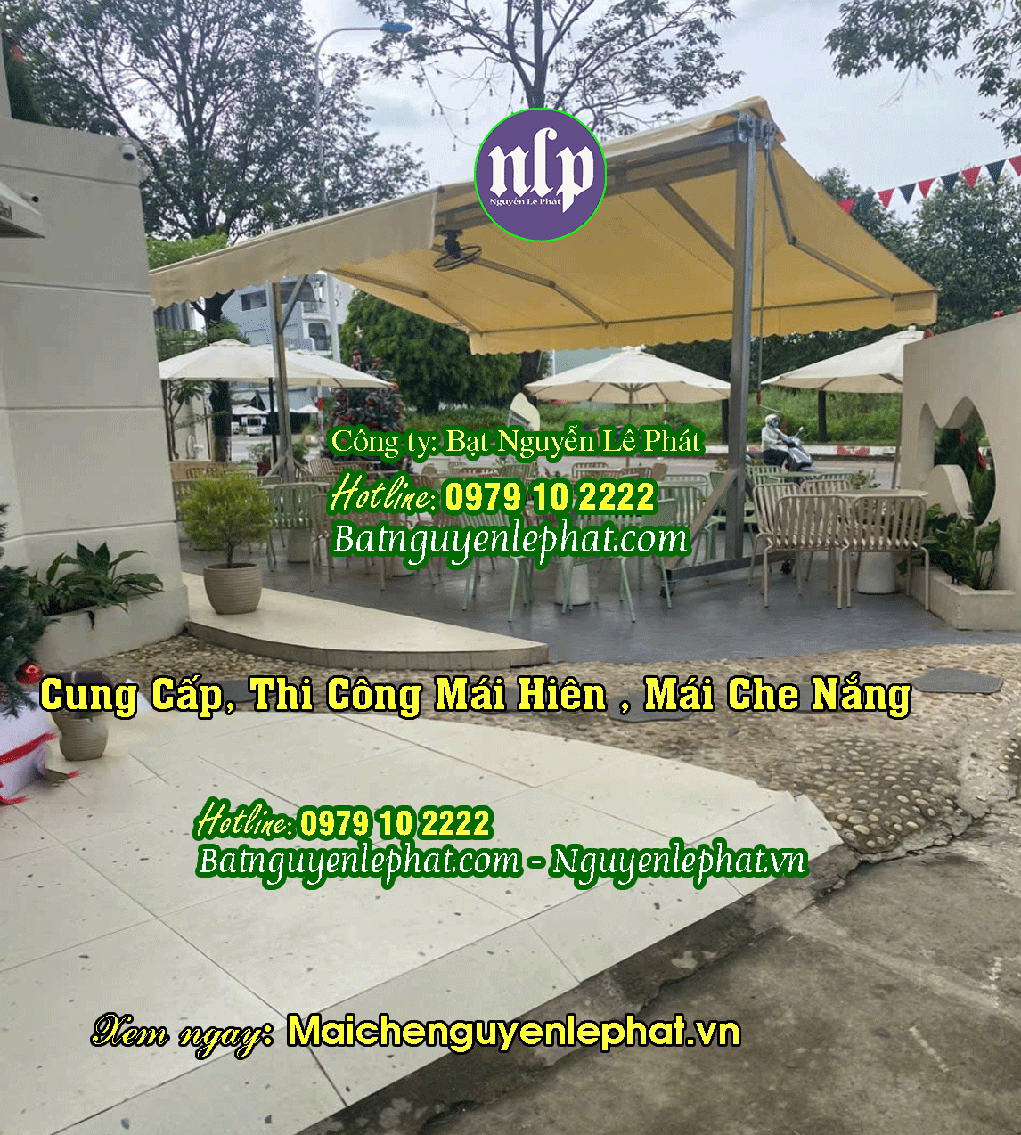 Mái hiên di động quán nhậu Bình Dương